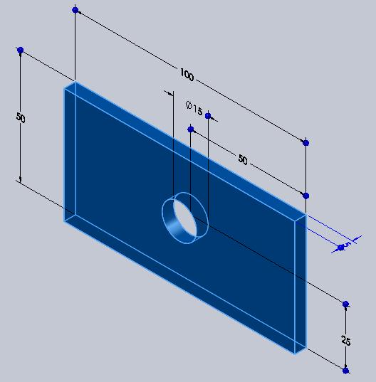 Tutorial Problem 2 A rectangular alloy steel plate with a hole at its center has one of its ends fixed to the wall. The plate has a width w = 5 mm and a height h = 50 mm.