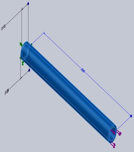 of the rod is l = 200 mm. A tensile load of 80000 N force acts along the axis on the other end of the rod as shown in the figure. Find the optimal dimensions of the rod using Shape optimization.