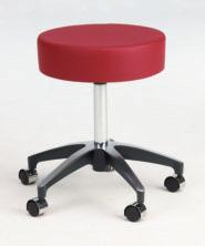 undue pressure on the femoral arteries. he 16 diameter round seat is supported by a five-leg base with twin-wheel casters.