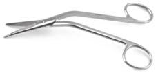 screw 135mm overall length 55-5058 Goldman Dorsal cissors straight serrated blades angled shanks 47mm tip to screw 150mm