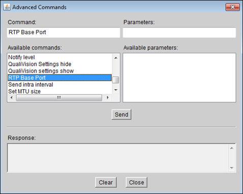 Configuring Security Access Levels for the Scopia MCU Blade Figure 48: MCU Advanced Commands Section 4. Select RTP Base Port in the Available Commands list. 5.