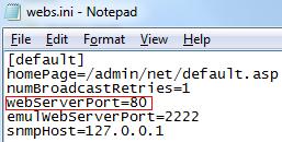 Configuring Ports on Avaya Scopia ECS Gatekeeper Figure 18: webs.ini File 4. Access the Windows Services and restart the ECS Web Service.