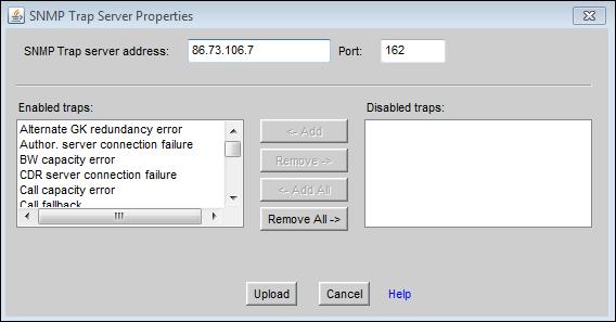 Implementing Port Security for Avaya Scopia ECS Gatekeeper 6. Modify the port value in the Port field. 7. Select Upload. Figure 21: SNMP Trap Server Properties 8.