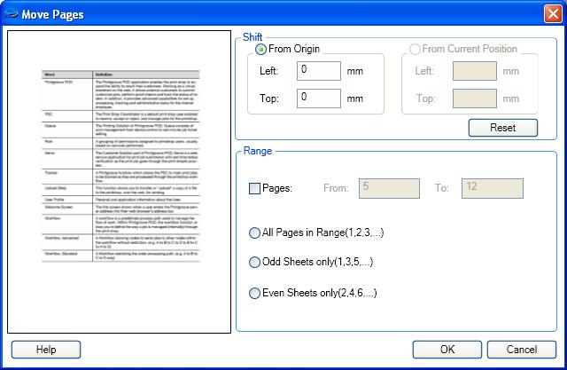 Editing Document 5 To move the position of page(s) from the original position, follow these steps: 1 Select [Document] - [Move] menu or [Page] - [Move] menu. [Move Page] dialog appears.