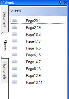 Basic Information 3 3.9. [Sheets] sheet [Sheets] sheet shows the pages in the page area as sheets in [Document Panel] like below.