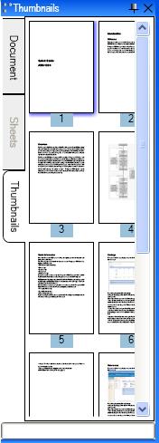 Basic Information 3 3.9.3 [Thumbnails] sheet [Thumbnails] shows thumbnails of the document pages in [Document Panel] like below. Note Images have a fixed size.
