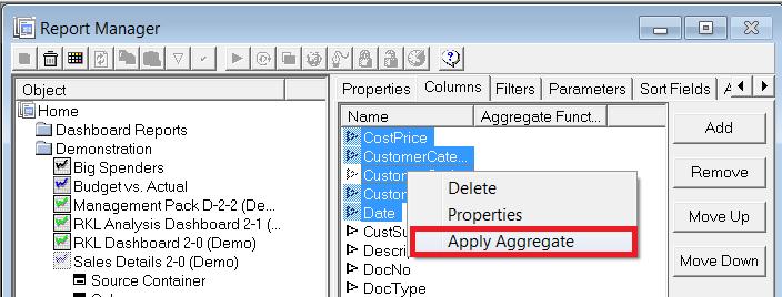 Aggregate Filter I would like to apply an aggregate filter (Count) to a number of columns.