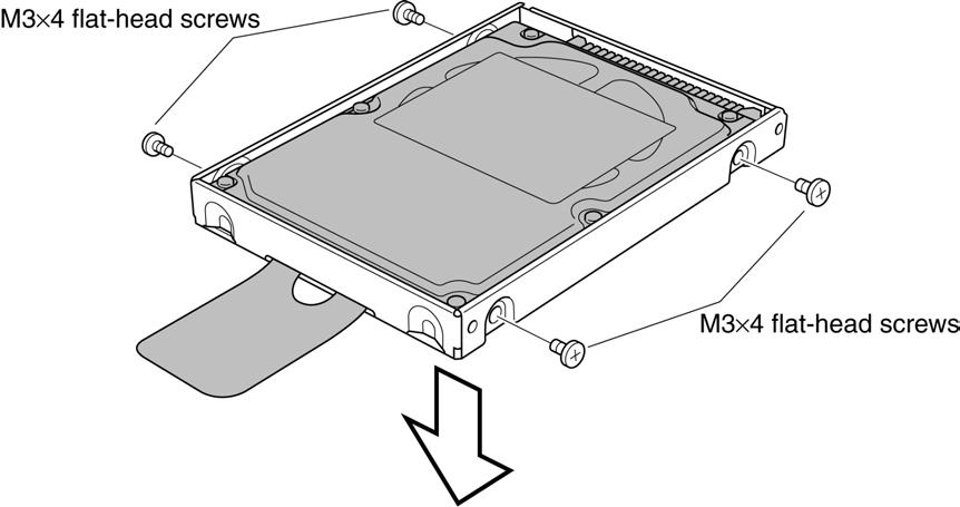 4 Replacement Procedures 4.2 HDD 5. Place the HDD pack on a flat surface and remove four M3 4 flat-head screws. 6. Remove the HDD bracket. 7. Remove the connector.