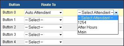 5. After the Route To selection is made, make a selection from the secondary menu dropdown list that appears. An example is displayed below. 6. Click Save.