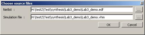 2.3 Post-Synthesis Simulation Click refresh file list next to the synthesis icon. Drill down into the directories and select the.edf file for the netlist and the.vhm file for the simulation file.