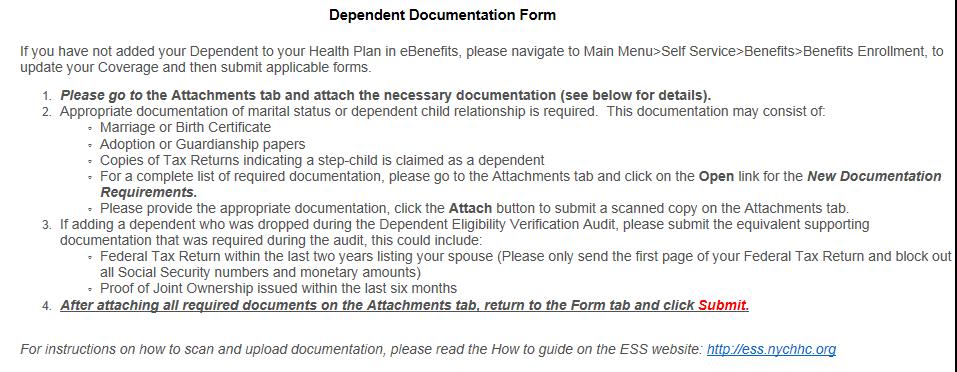 Submitting Supporting Documentation The Instructions tab will explain which supporting documents are acceptable. 3. After you have read the instructions, select the Attachments tab.