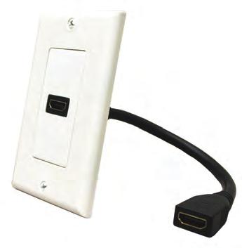 Dual HDMI Connector Securely attach HDMI cords to the front of the wall plate and to the end of