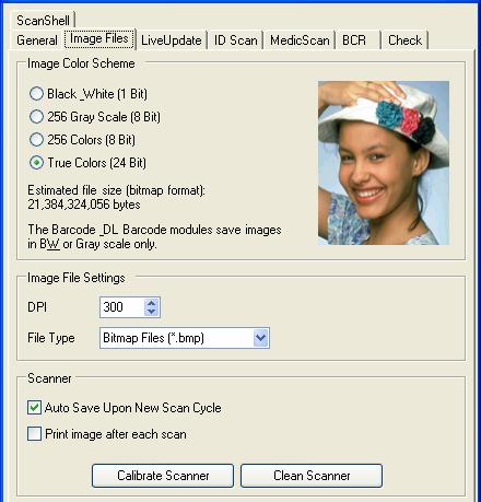 Application Settings Image Tab IMAGE TAB Figure 9-2: Setup - Image tab OVERVIEW This screen allows you to set parameters for the saved image such as color scheme, resolution and file type.