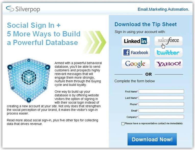 Social Sign-In release notes for Silverpop s Social Sign-In feature allows Web form visitors the opportunity to connect to your online programs using their social network identity.
