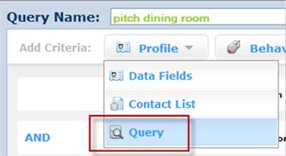 Data Enhancements Query Criteria: Is (not) in query List Import Update Recurring Relational Table Import Query Criteria: Is (not) in query We ve enhanced the new Query UI by adding the criteria type