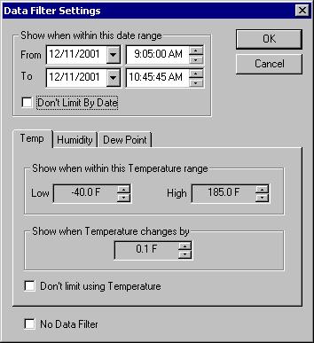 LOGiTpc Interface Software Version 2.5x 17 Logging start time, last sample time and the total length of the recording. Samples recorded and samples stored.
