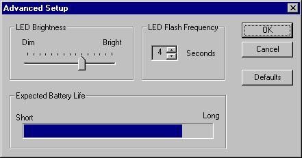 LOGiTpc Interface Software Version 2.5x 9 8. Advanced Setup Window The Advanced Setup window allows you to setup the status light (LED) flashing parameters during logging.