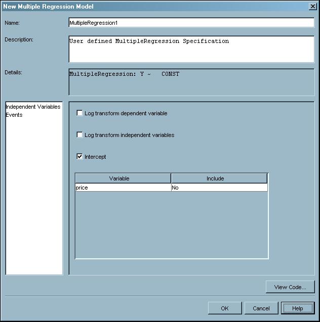 Working in SAS Forecast Studio Creating User-Defined Models 2. Click the Custom Models tab in the Project Models dialog box. 3. On the Custom Models tab, click New. The New Models dialog box opens. 4.