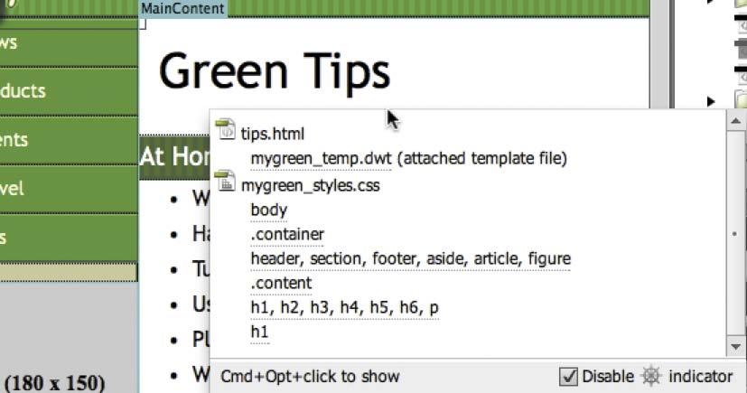 1 Click the document tab for tips.html to bring it to the front, or open it from the site root folder. Select Split view. The document window splits, showing both Code and Design view side by side.