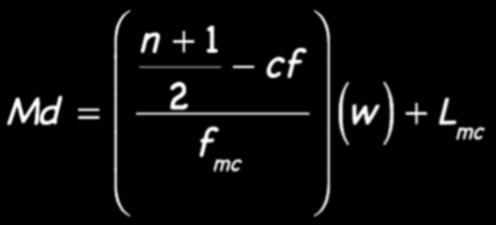 l Median - Grouped In words Md = n + 1 2 cf f mc ( ) w + L mc Median = number of data values in the median class before the median.