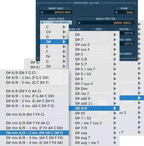 106 CHAPTER 5 Modules IMPORTANT: The auto chord harmonizer is a very sophisticated algorithm that allows you even in the easy and medium mode the usage of the key pulldown menu!