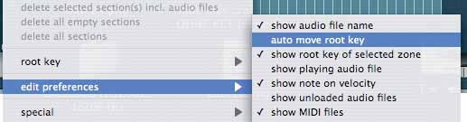 MAGIX INDEPENDENCE 3.0 Manual 129 Edit Preferences Menu show audio file name : Shows next to the Section name also the name of the audio file above the Mapping Editor.