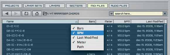 Also for the MIDI file search the last 20 keywords you entered get saved in the recent searches tab.