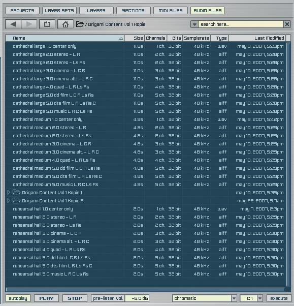 MAGIX INDEPENDENCE 3.0 Manual 171 Audio files The audio files section of the browser works nearly the same way as the MIDI file section.