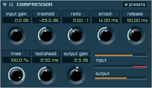 MAGIX INDEPENDENCE 3.0 Manual 195 Dynamics Compressor With the Compressor you can reduce the dynamic of your audio signal and thus the differences between soft and loud signals.