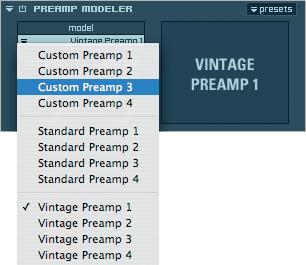 Model: Presence: Use this pull-down menu to select your preamp model.
