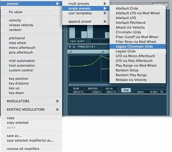 MAGIX INDEPENDENCE 3.0 Manual 89 Beside the available Modifiers, the modifier pull-down menu also contains a preset menu. Presets will always replace all currently loaded modifiers!