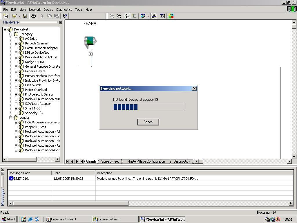 8.3 Network Connection This chapter will explain how to switch a network online and how to parametrise a encoder. In the menu Network/ Online the window Browse for network will be opened.