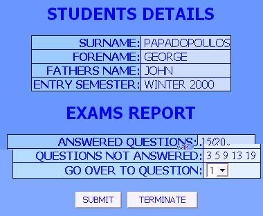 report is displayed providing information regarding the number of questions answered and which questions were skipped as shown in figure 5. Fig.