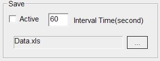 Save Input a sampling interval time, and click the button to chose the file path and file name for data saving.