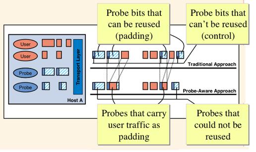 Approach probe packets are currently treated in same way as user packets; but probes consist mostly