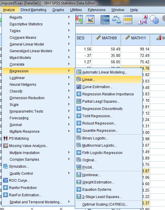 Analyze data as usual SPSS provides pooled estimate for some analyses but not all Analyses with this icon, indicating