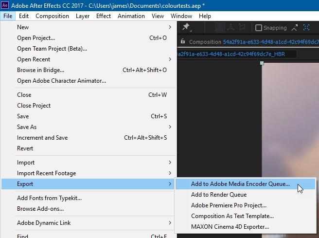 To Export a project via MediaReactor, select the File and Export menu For more