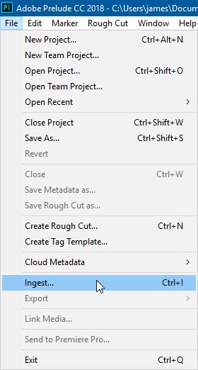 with Adobe Prelude CC To bring a file into Prelude for logging, select the menu
