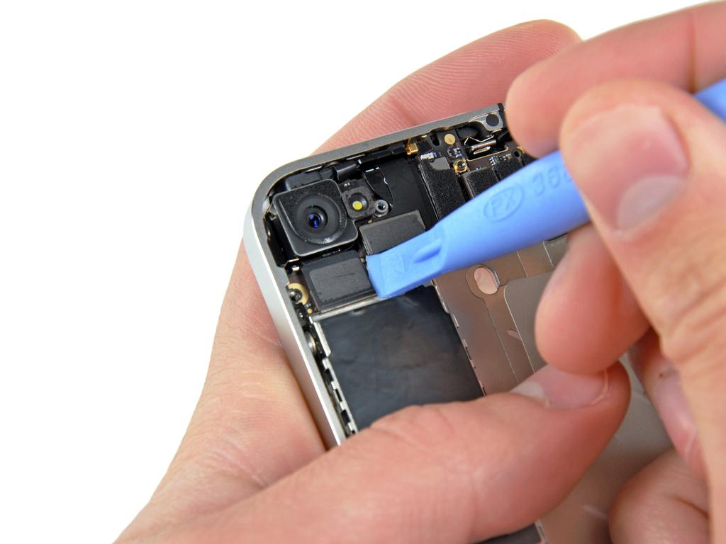 Step 9 Use an ipod opening tool to carefully lift the rear camera connector up off its socket on the logic board.