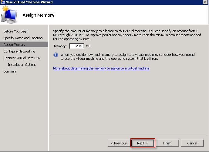 Installation Guide 2. Prerequisites 15. Click Next; the Assign Memory screen opens.