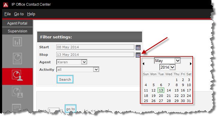 11. The end of the reporting period can also be selected by clicking the Stop button and selecting the