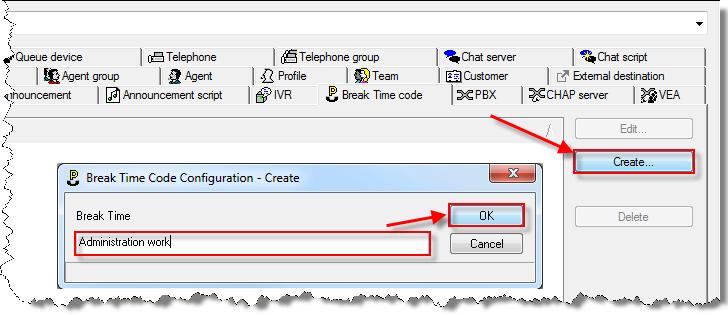 Using Break Time codes The Break Time Code can be applied by individual Agents when changing their status to Break Time as illustrated previously, or by the supervisor from