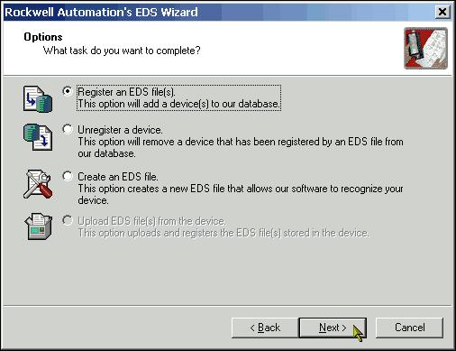 When the EDS dialog box appears, click Next.