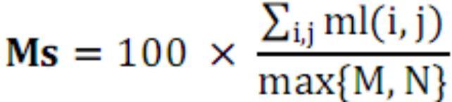 Similarity level is then calculated by choosing weights of each of the feature vectors and applying respective equations.