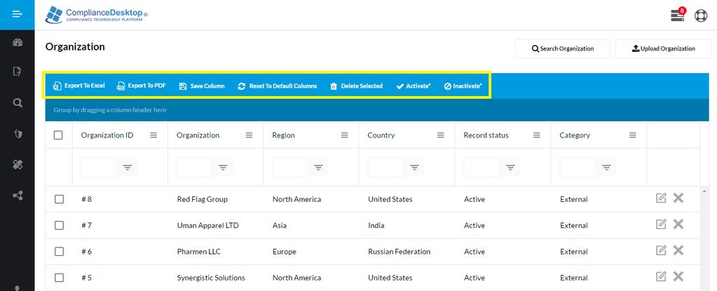 You can also use the dropdown fields to add additional search criteria such as region and country, city, record status etc. Step 3: Press the Search button.