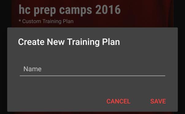 Training Plans Tap your