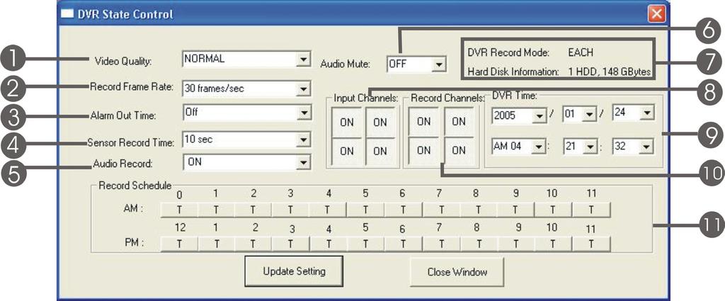 When you monitor the cameras from a remote client, you can click modify all settings as the DVR is under viewing mode.