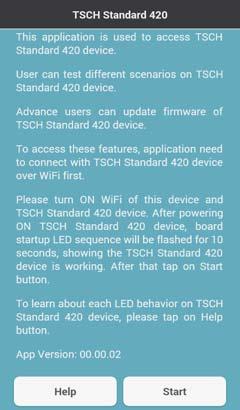 Starting the App Figure 3-2. TSCH STANDARD 420 App Information Table 3-1 