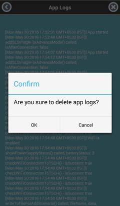 Advance User Mode Figure 3-21. Confirmation to Delete App Logs Tap OK, to delete App Logs. Tap Cancel to exit the dialog box.