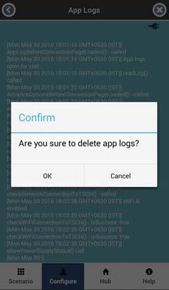 Advance User Mode Figure 3-34. Confirmation to Delete App Logs Tap OK, to delete App Logs. Tap Cancel to exit the dialog box.